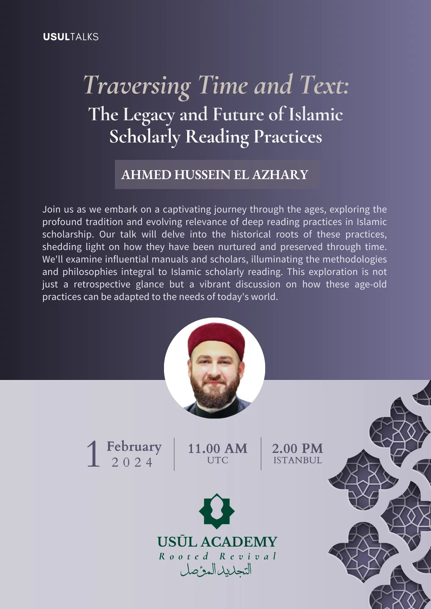 Usul Talks with Shaykh Ahmed Hussein El Azhary